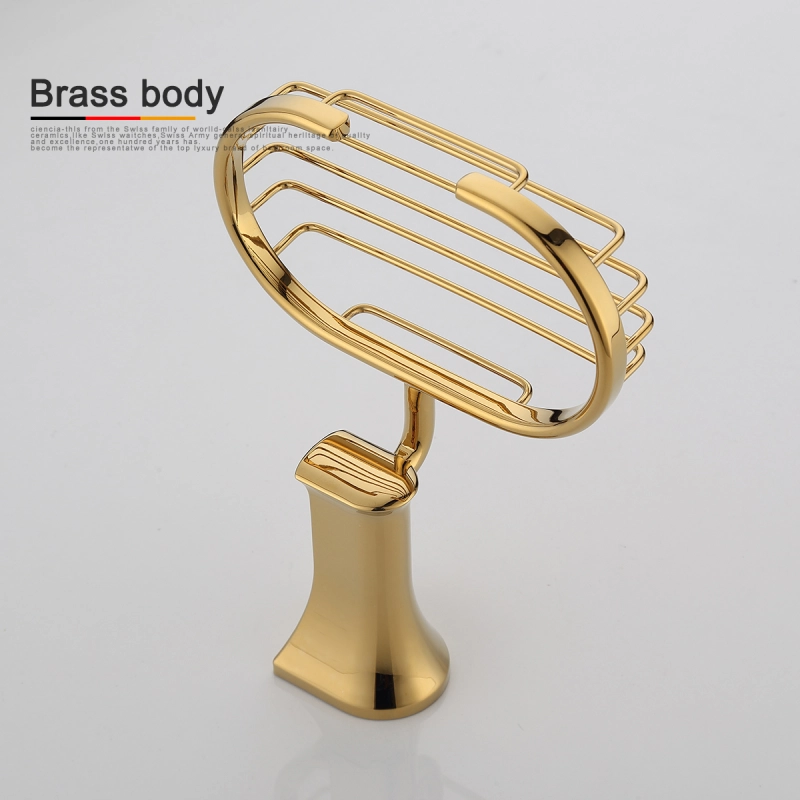 Tecmolog Brass Golden Wall Mount Soap Dish Holder Drilling Single Soap Dish Holder BH504J