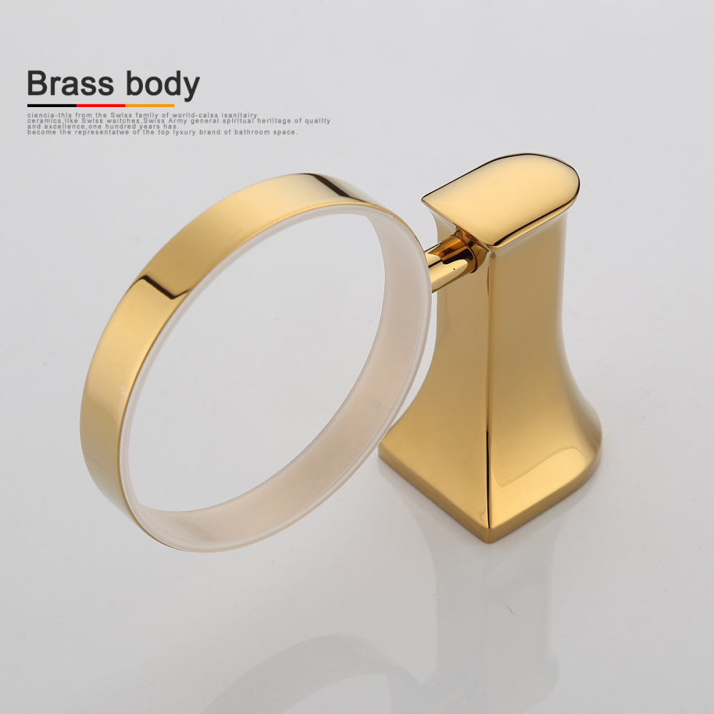 Tecmolog Brass Golden Wall Mount Soap Dish Holder, Drilling Single Soap Dish Holder for Bathroom BH492J