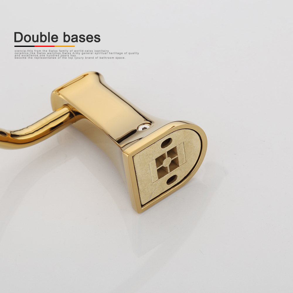 Tecmolog Brass Golden Wall-Mounted Towel Ring and Towel Holder, Towel Bar Bathroom Accessories, Bath Hardware BH498J