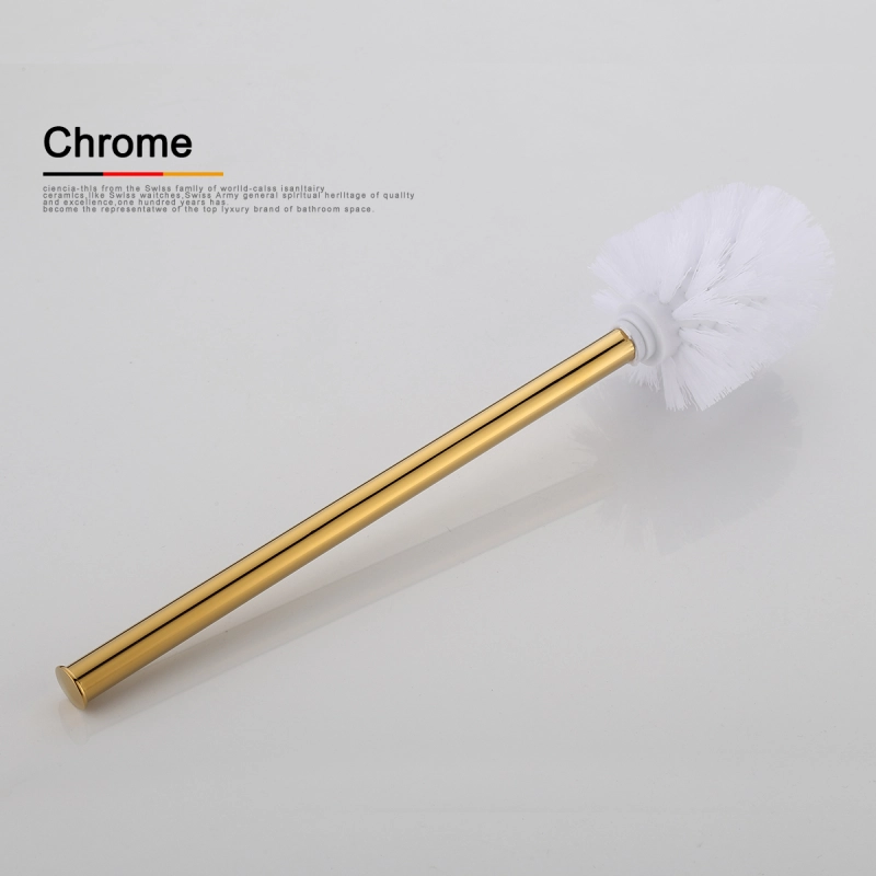 Tecmolog Brass Golden Toilet Brush with Holder, Wall Mounted, Self Adhesive and Drilling Toilet Brush Set BH497J