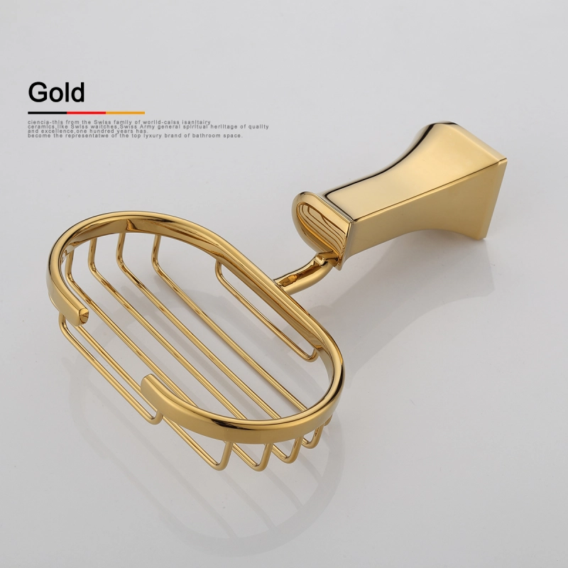 Tecmolog Brass Golden Wall Mount Soap Dish Holder Drilling Single Soap Dish Holder BH504J