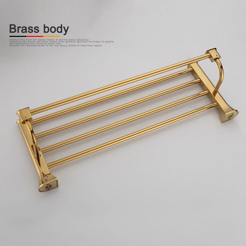Tecmolog Brass Wall Mounted Double Towel Rails Bars, Wall Mounted Bath Towel Rack Shelf Bathroom Accessories BH501J
