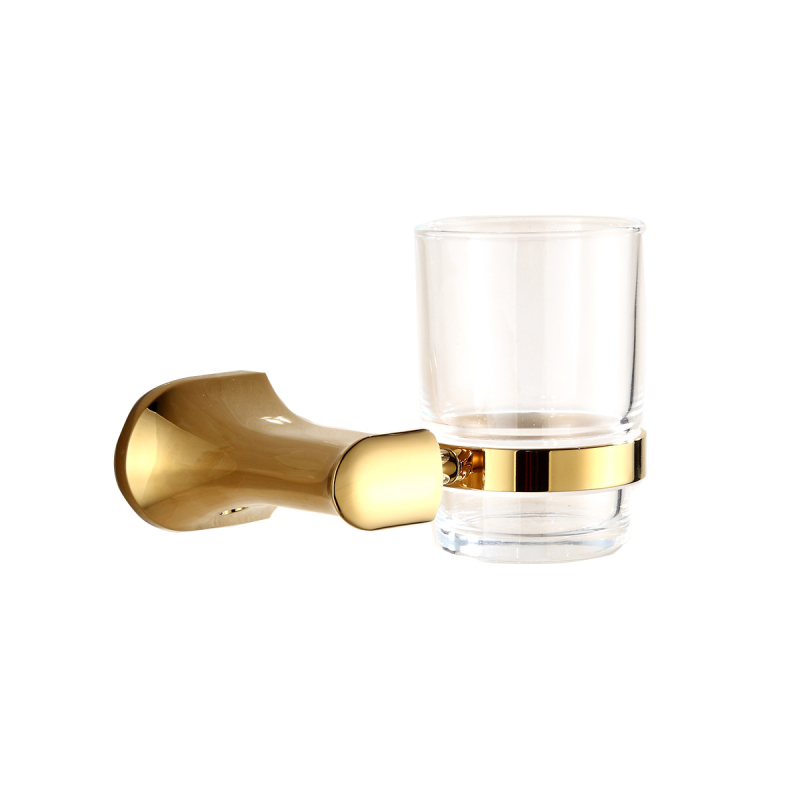 Tecmolog Brass Golden Toothbrush Cup Holder,  Wall Mounted Bathroom single Toothpaste Cup and Soap Dish Holder BH494J