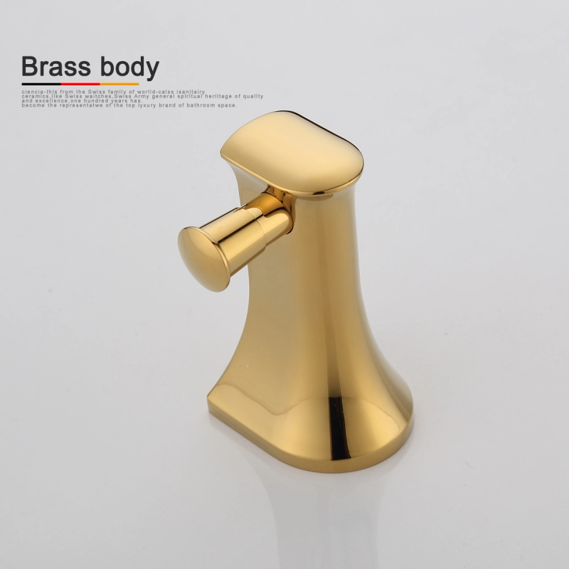 Tecmolog Brass Golden Single Coat Hook Wall Mount Robe Hook Clothes Hook for Bathroom BH493J