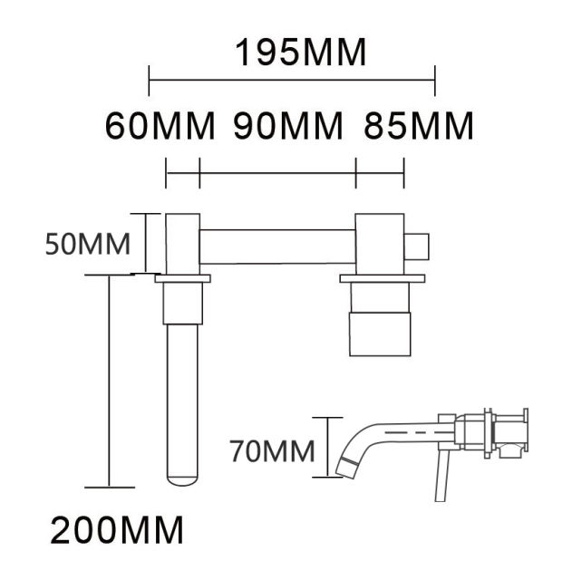 Tecmolog Brass Black Basin Faucet Single Handle Wall Mounted Bathroom Mixer Basin Taps Washroom Sink Faucet for Bathroom Vanity, Bowl Sink BB6083A