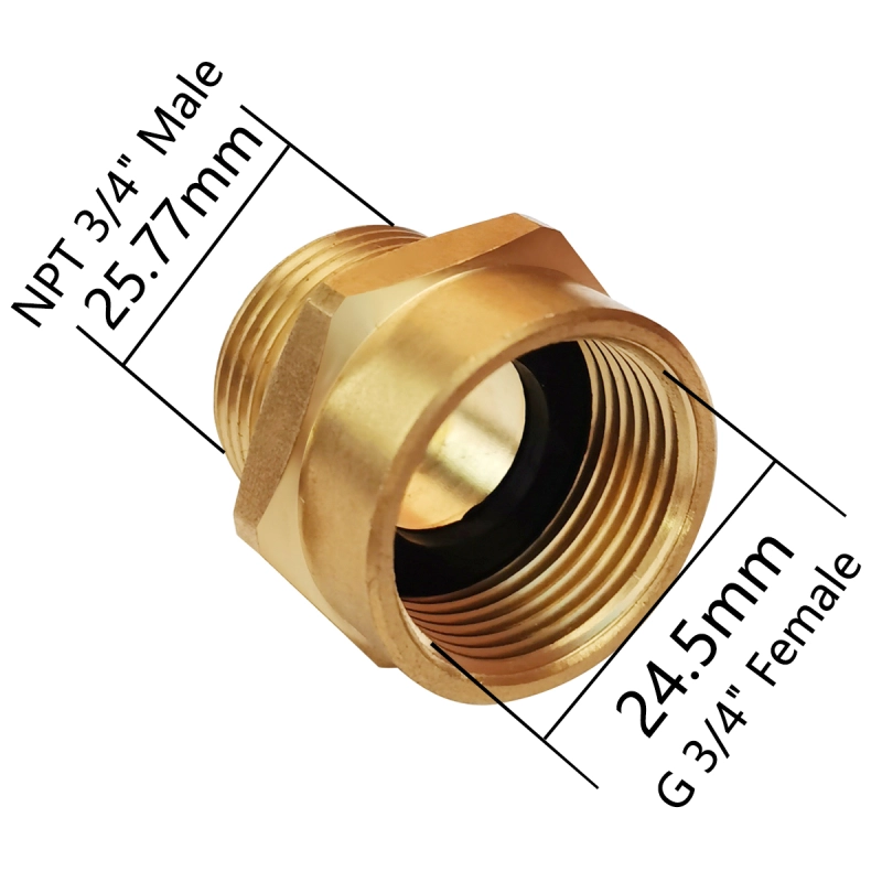 Tecmolog Brass Pipe Fittings Connector, G 3/4" Female Thread to US 3/4" NPT Male Thread, G1/2 Female Thread to US 1/2 NPT Male Thread, SBA037A/SBA037