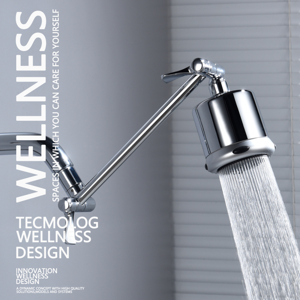 Tecmolog Brass Shower Extender Arm 11 Inch Height & Angle Adjustable Shower Head Extension Arm Chrome with Lock Joints, HPF022