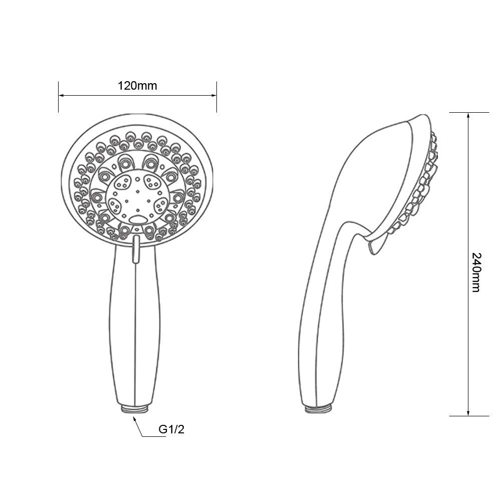 Tecmolog Plastic Chrome Handheld Shower Head With 7 Spray Setting, Shower Set with Hose and Holder, BS074/BS074F