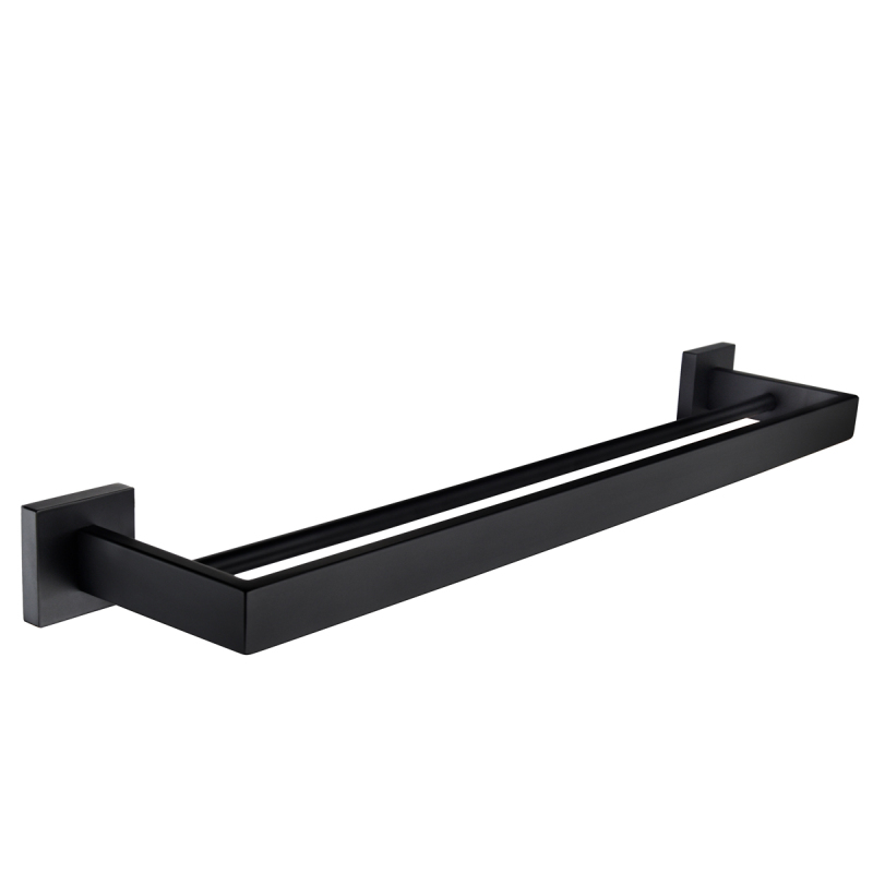 Tecmolog Wall Mounted Stainless Steel Black Towel Rack, Double/Single Adhesive Towel Bar for Bathroom, Bath Accessories, SBH175B/SBH176B