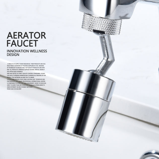 Tecmolog M24 Male/ M22 Female Thread Brass Sink Faucet Aerator Filter, Dual Function Tap Aerator with 360°Swivel Spout, Chrome, AFA018/AFA018A
