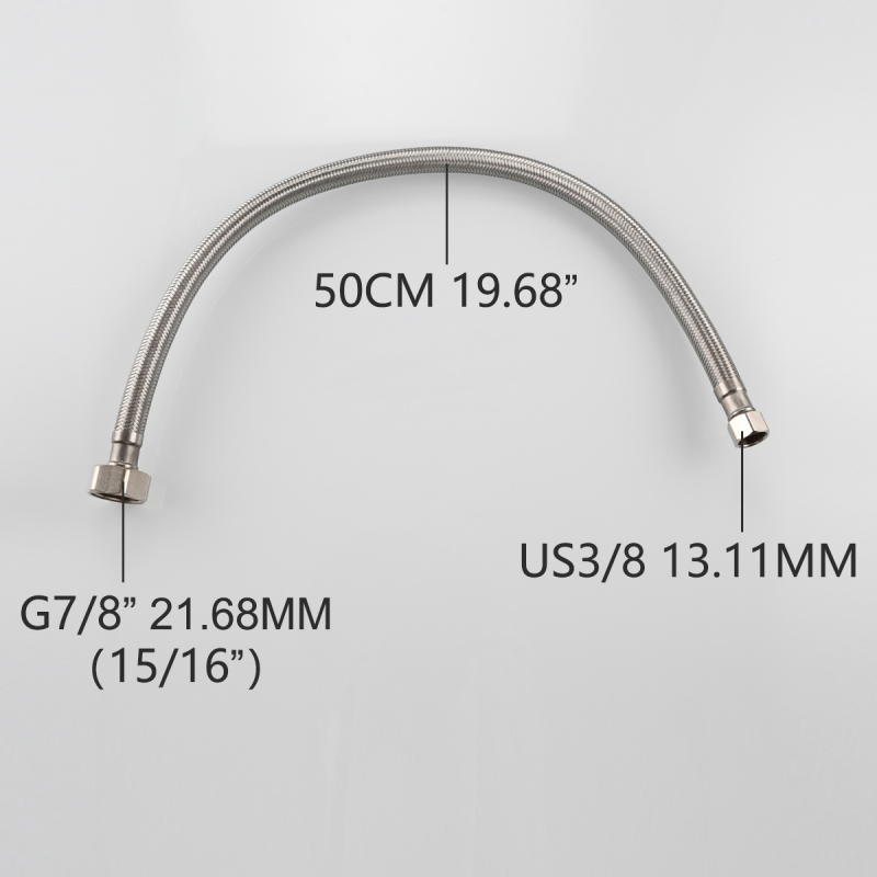 Tecmolog Braided Stainless Steel Toilet Connector, Toilet Supply Line 3/8" Female Compression Thread x 7/8"(15/16'') Female Ballcock Thread, FHA022