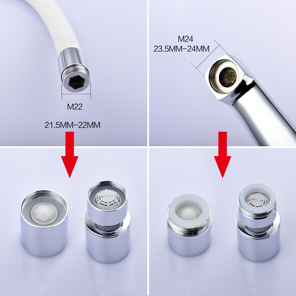 Tecmolog Brass M22 Female Thread Dual-Function 2-Flow Water Faucet Aerator, Water Saving Low Flow Aerator