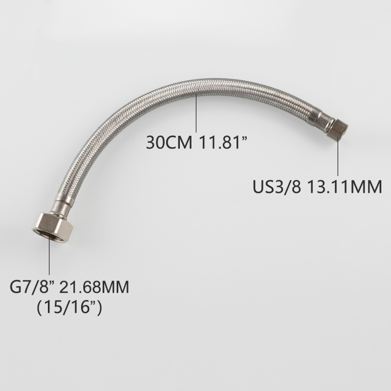 Tecmolog Braided Stainless Steel Toilet Connector, Toilet Supply Line 3/8" Female Compression Thread x 7/8"(15/16'') Female Ballcock Thread, FHA022