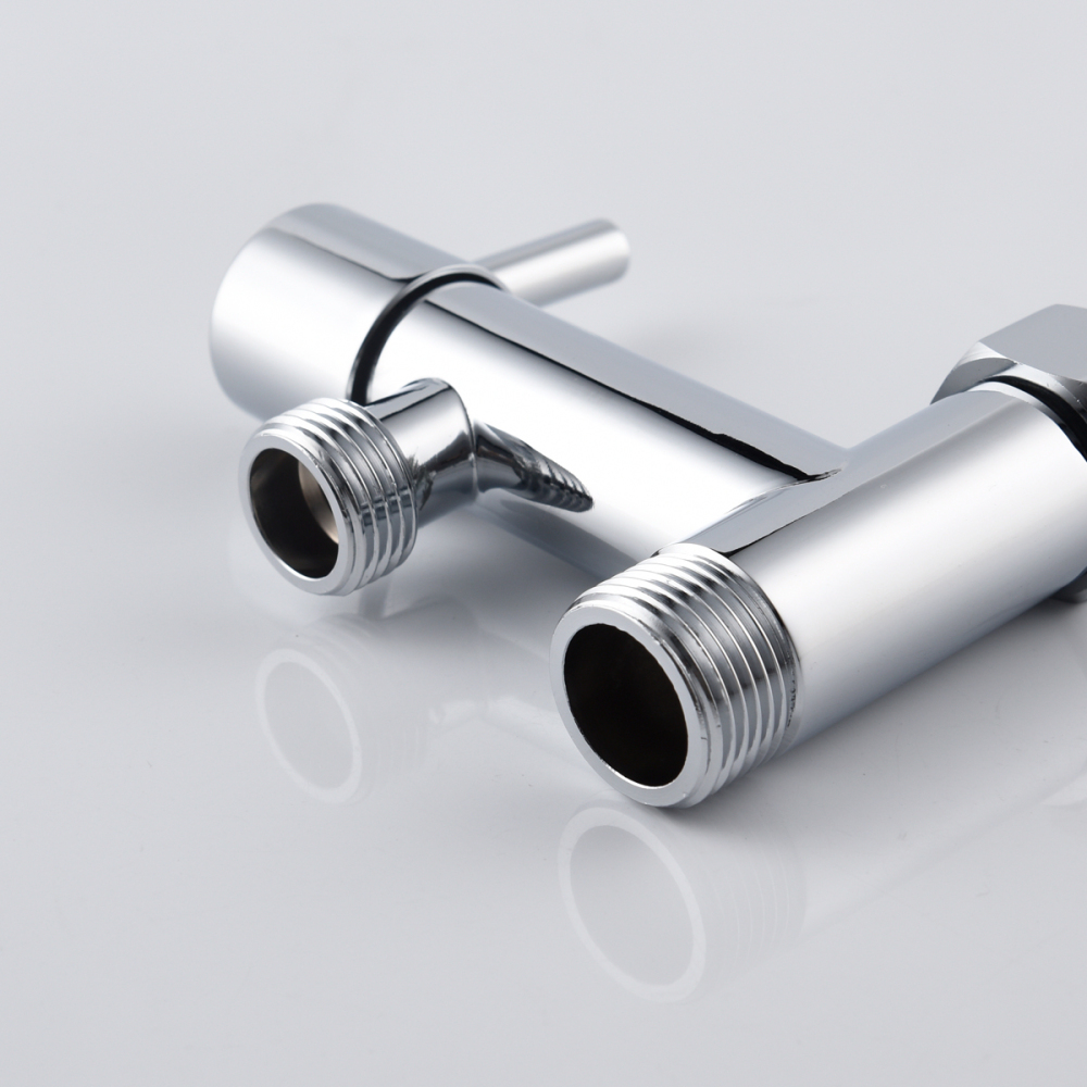 Tecmolog Brass Bidet T Adapter with Shut Off Valve 7/8" x 1/2", 3 Way Toilet Bidet Connector for America, Chrome/Brushed Nickel, DSF010/DSF010NA