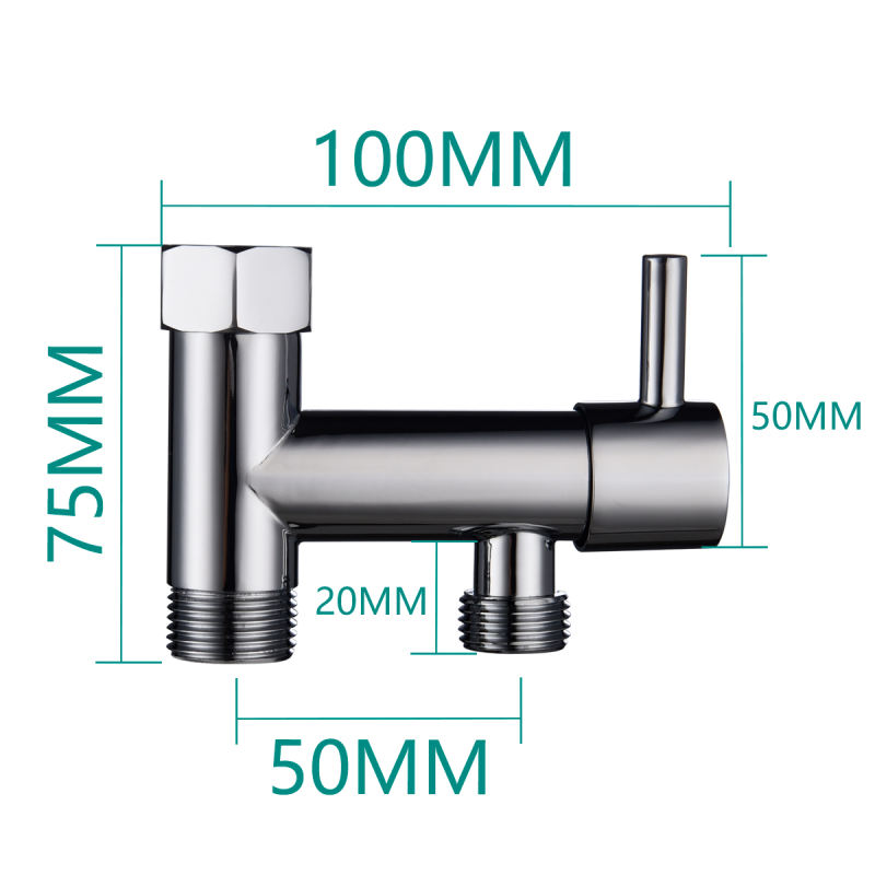 Tecmolog Brass Bidet T Adapter with Shut Off Valve 7/8" x 1/2", 3 Way Toilet Bidet Connector for America, Chrome/Brushed Nickel, DSF010/DSF010NA