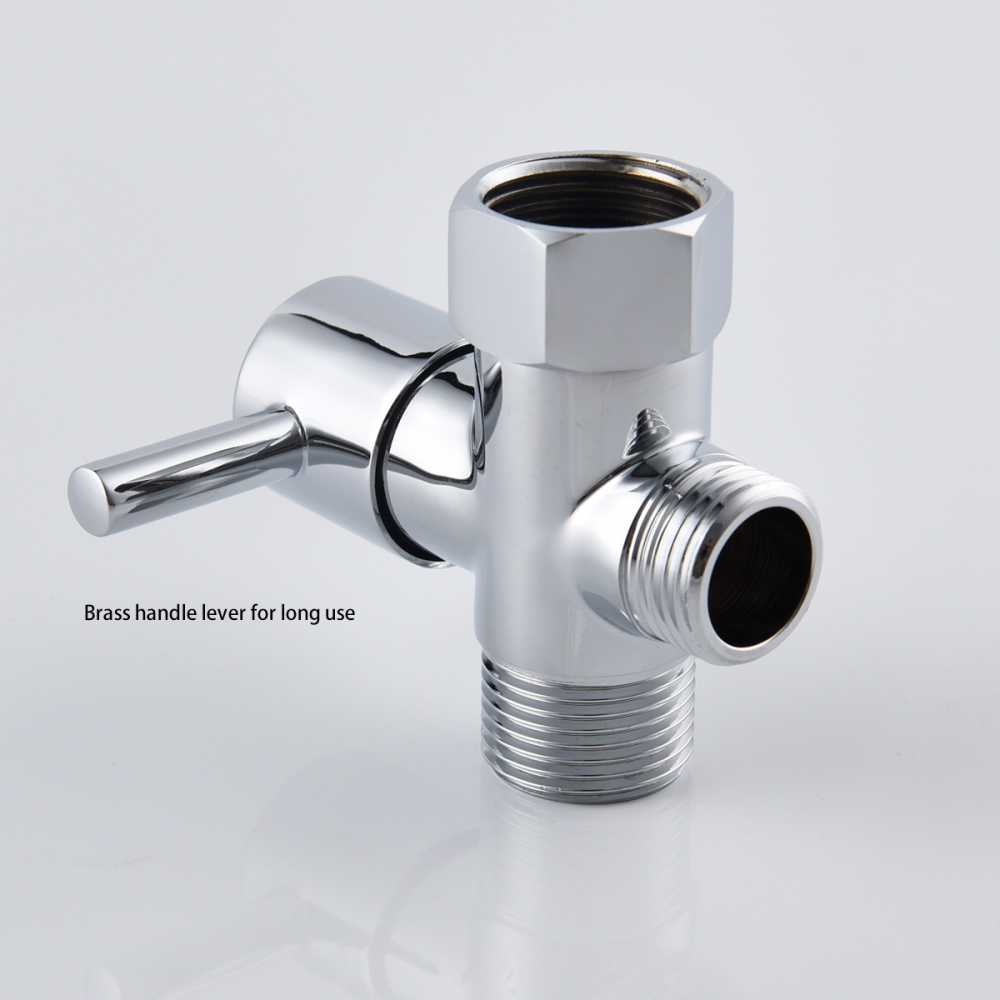 Tecmolog Brass 3 Way Diverter Valve for America, Toilet Bidet T Adapter 7/8'' (15/16'') Male & Female Thread with 1/2'' Male Hose Connector, DSF011