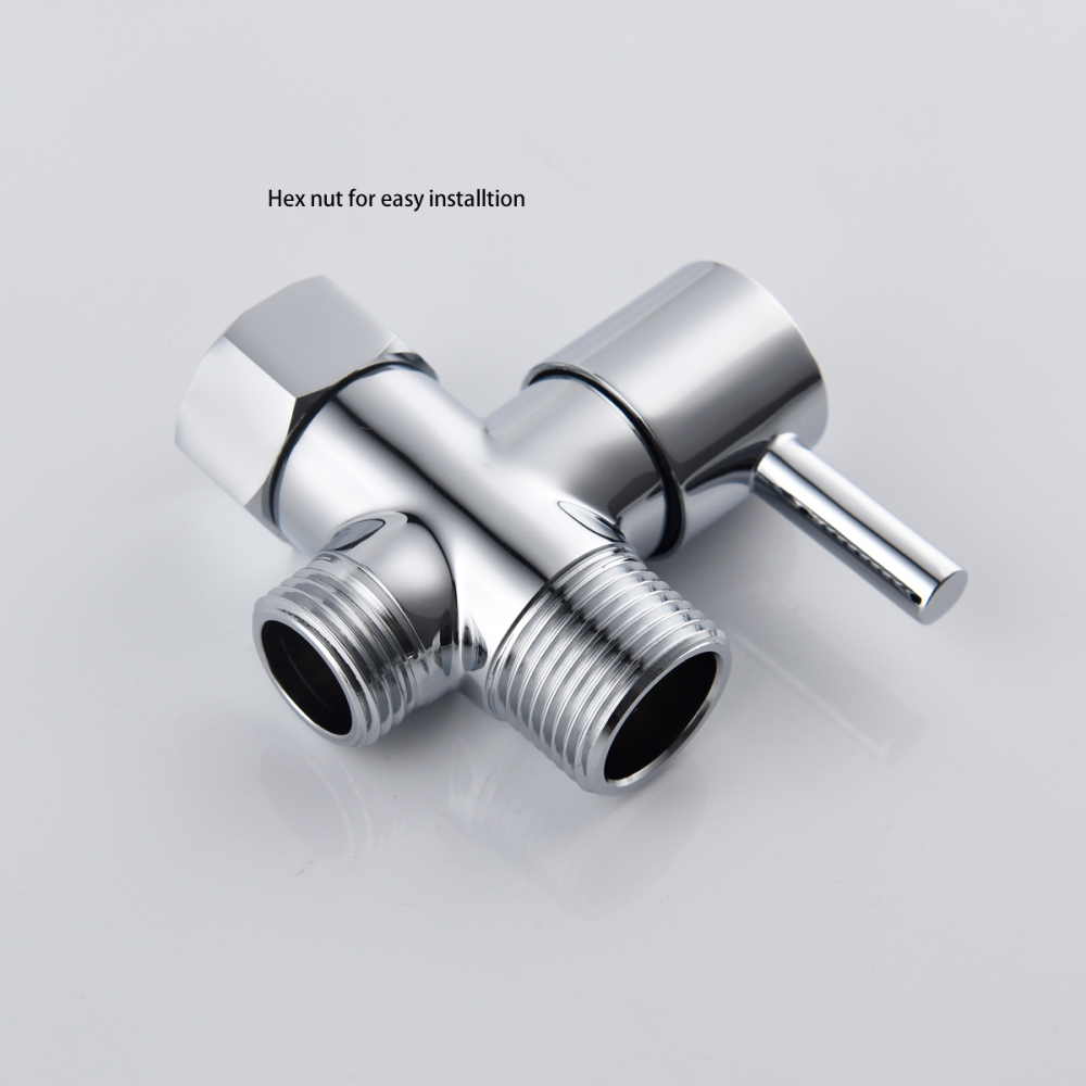 Tecmolog Brass 3 Way Diverter Valve for America, Toilet Bidet T Adapter 7/8'' (15/16'') Male & Female Thread with 1/2'' Male Hose Connector, DSF011