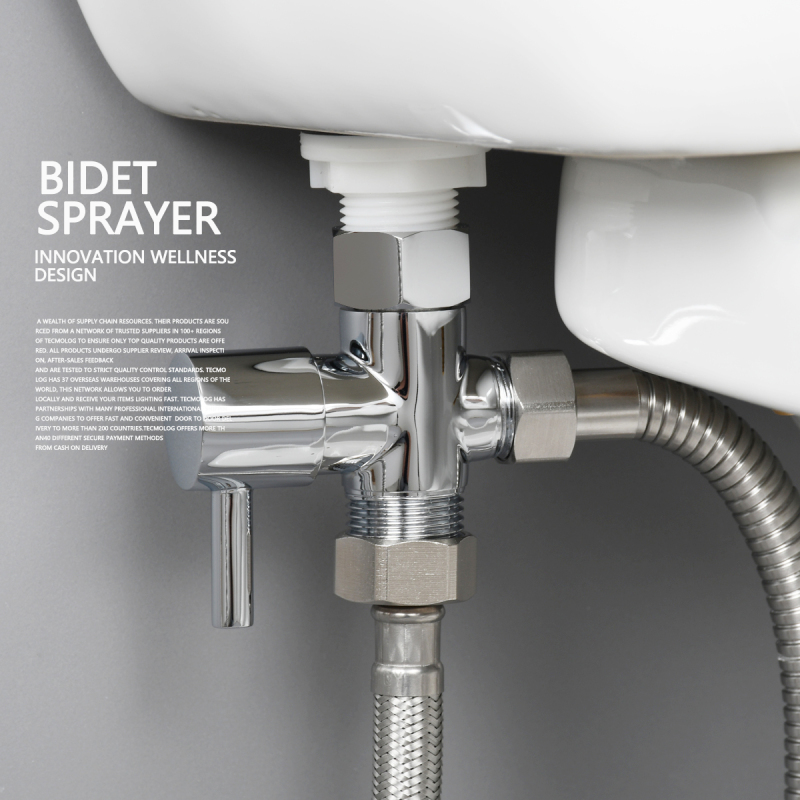 Tecmolog Handheld Bidet Sprayer Kit American Only, Toilet Shattaf Sprayer with 7/8''(15/16'') Diverter Valve