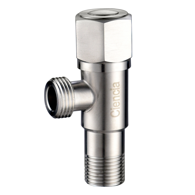 Tecmolog Stainless Steel 1/2 Half Turn Angle Valve, Shut Off Valve with G1/2'' Male Inlet and Outlet, Brushed Nickel Toilet Bidet T-Adapter, ST011