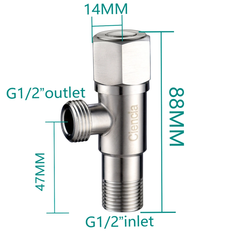 Tecmolog Stainless Steel 1/2 Half Turn Angle Valve, Shut Off Valve with G1/2'' Male Inlet and Outlet, Brushed Nickel Toilet Bidet T-Adapter, ST011