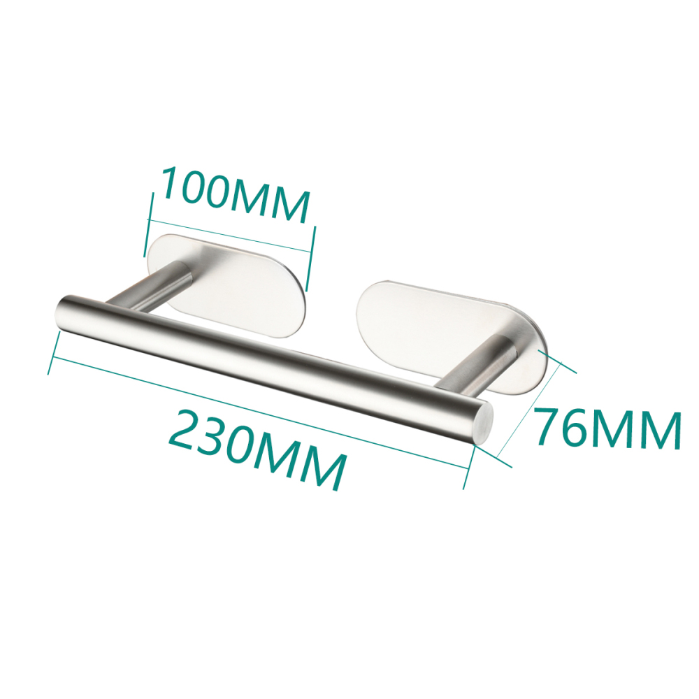 Tecmolog Self Adhesive Wall Mount Single Towel Bar, Stainless Steel No Drilling 23cm/40cm Length Towel Holder, Brushed Nickel/Black, SBH231