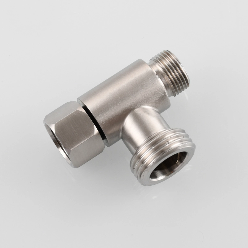 Tecmolog 304 Stainless Steel 3-Way Tee Connector US 3/8 T Adapter Nickel T-Valve for Bidet Sprayer,SBA020B