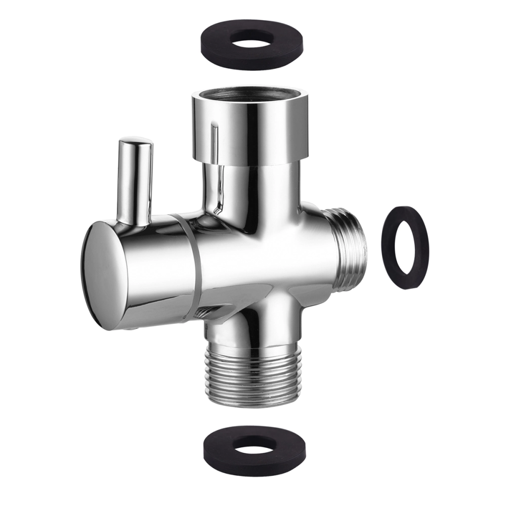 Brass T-Adapter Valve 3-Way For Handheld Shower Head & Bidet Sprayer – G7/8