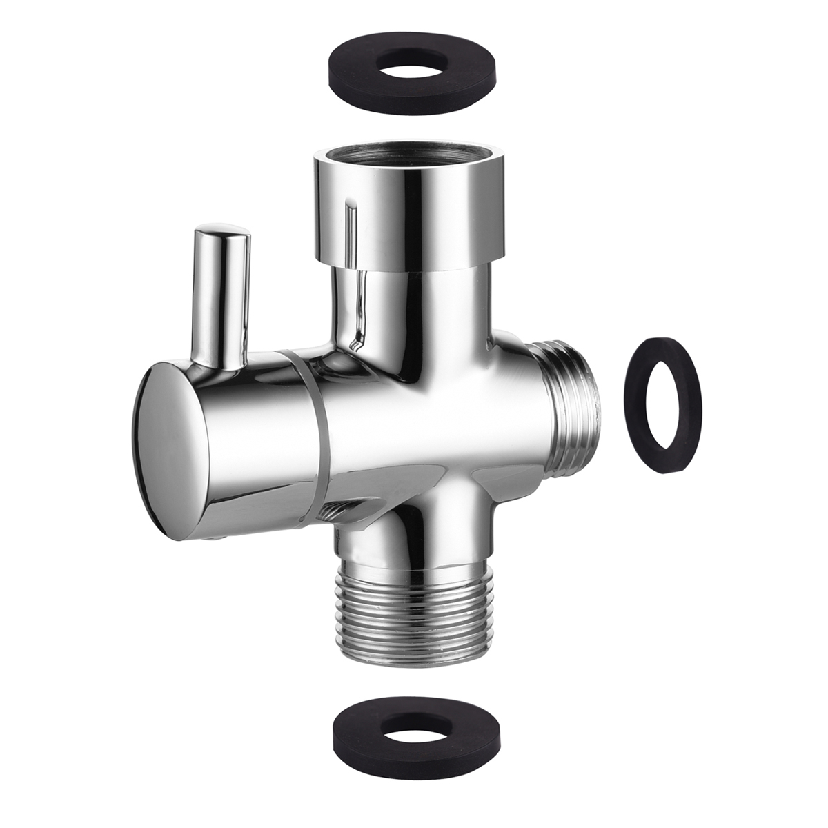 Tecmolog Brass T-adapter with Shut-off T Valve, G7/8, G1/2 and 3-way Water Tee Connector,for Handheld Toilet Bidet Spray Bathroom DSF006/DSF006NA