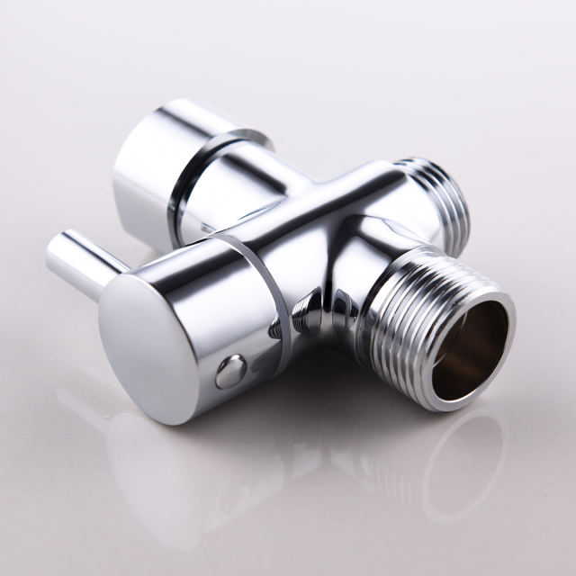Tecmolog Brass T-adapter with Shut-off T Valve, G7/8, G1/2 and 3-way Water Tee Connector,for Handheld Toilet Bidet Spray Bathroom DSF006/DSF006NA
