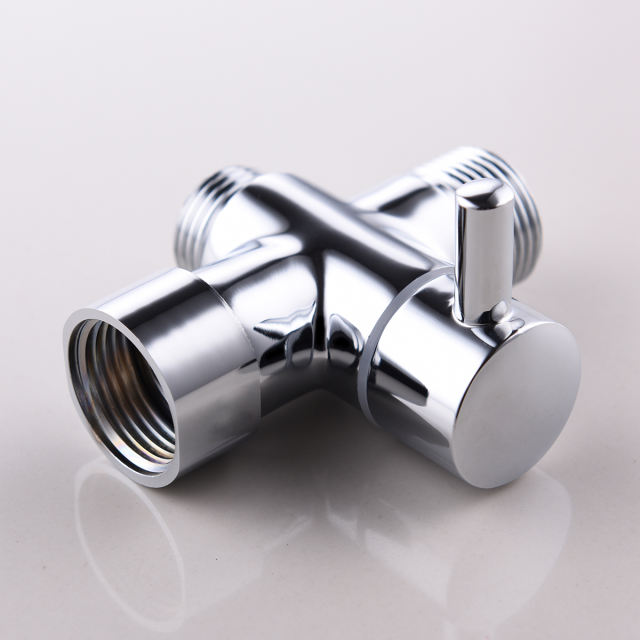 Tecmolog Brass T-adapter with Shut-off T Valve, G7/8, G1/2 and 3-way Water Tee Connector,for Handheld Toilet Bidet Spray Bathroom DSF006/DSF006NA