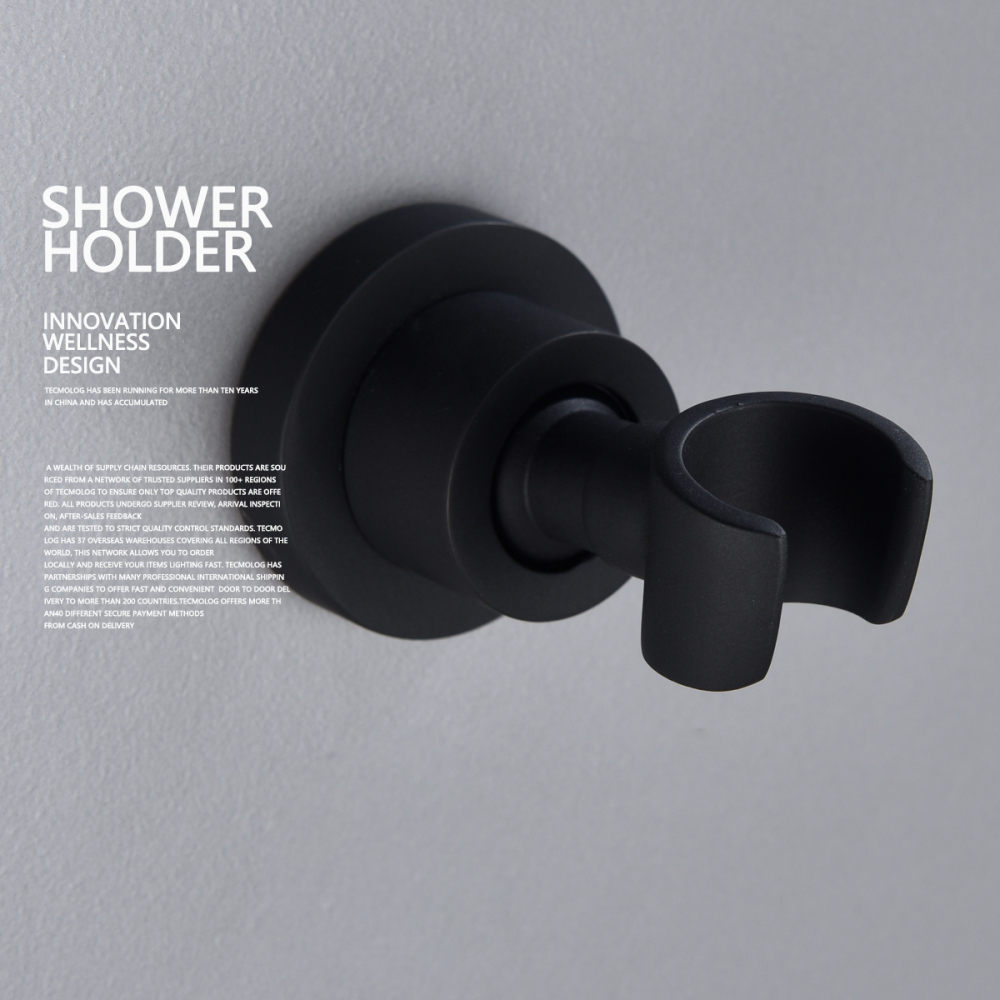 Tecmolog Stainless Steel Hand Held Shower Holder Adjustable Wall Mount Shower Head Bracket Holder for Hand Held, Black, ST31B/ST31AB