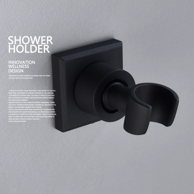 Tecmolog Stainless Steel Hand Held Shower Holder Adjustable Wall Mount Shower Head Bracket Holder for Hand Held, Black, ST31B/ST31AB