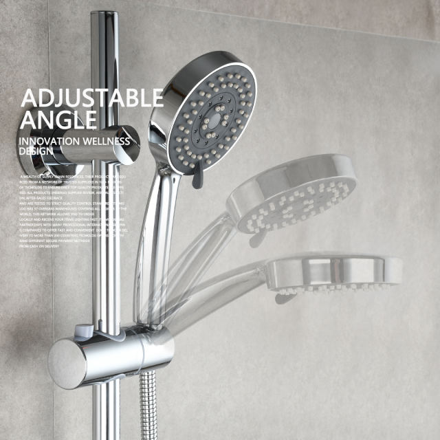 Tecmolog Stainless Steel Chrome Adhesive Sliding bar/Shower Set, With Soap Dish and Adjustable Height holder of Hand Held Shower head BC4044/BB4044