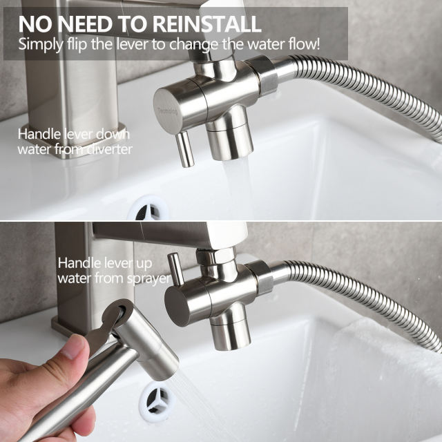 Tecmolog Sink Valve Diverter M22 x M24, Brass Faucet Splitter for Kitchen, Faucet Adapter 2 Way, SBA021C/SBA021CB/SBA021CNA