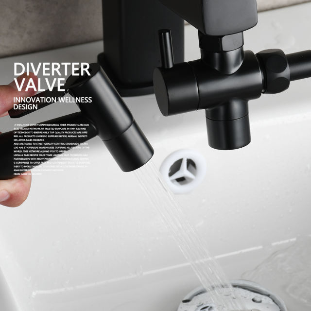 Tecmolog Sink Valve Diverter M22 x M24, Brass Faucet Splitter for Kitchen, Faucet Adapter 2 Way, SBA021C/SBA021CB/SBA021CNA