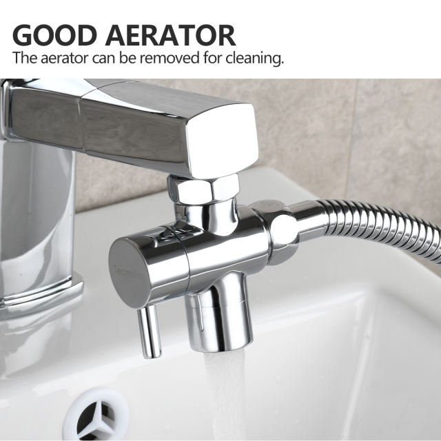 Tecmolog Sink Valve Diverter M22 x M24, Brass Faucet Splitter for Kitchen, Faucet Adapter 2 Way, SBA021C/SBA021CB/SBA021CNA