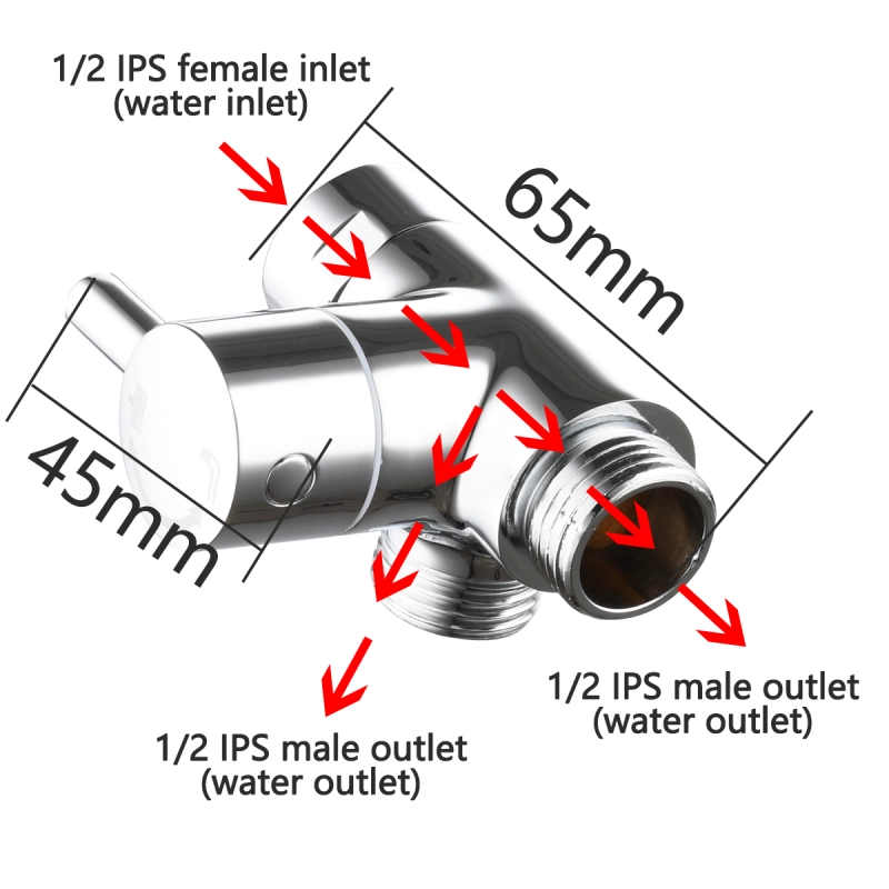 Tecmolog Shower Adapter Valve G1/2'', Brass Shower Arm Diverter for Handheld Shower and Fixed Shower Head, DSF007E/DSF007ENA/DSF007EB