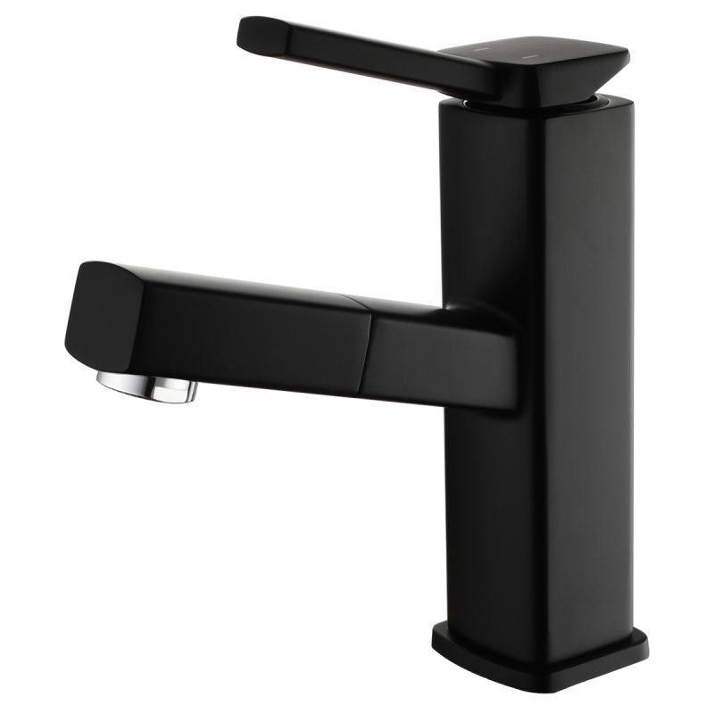 Tecmolog Pulldown Basin Faucet with Pull out Sprayer, Brass Single Lever Faucet for Bathroom, Black/Chrome/Brushed Nickel, BB6129/BC6129/BNA6129