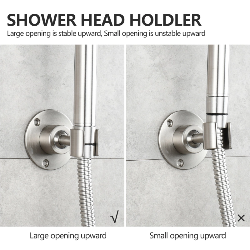 Tecmolog Shower Head Holder Adjustable Height and Nail Free, Brass Adhesive and Removable Shower Mounting Bracket, ST34/ST34NA/ST34B