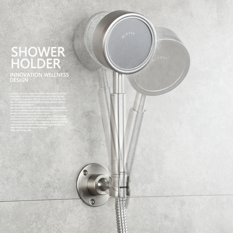 Tecmolog Shower Head Holder Adjustable Height and Nail Free, Brass Adhesive and Removable Shower Mounting Bracket, ST34/ST34NA/ST34B