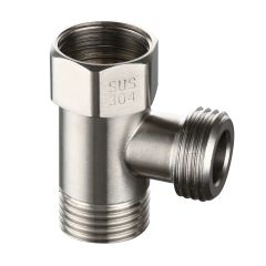 Tecmolog 3-way Tee Connector Stainless Steel T Adapter G 1/2 T Valve for Bathroom Shower Arm, Angle Valve Hose, SBA020A