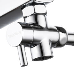 Tecmolog Sink Faucet Hose Adapter M22 x M24, Brass Faucet Diverter Valve, 3 Way Faucet Splitter for Sink, Chrome/Brushed Nickel/Black