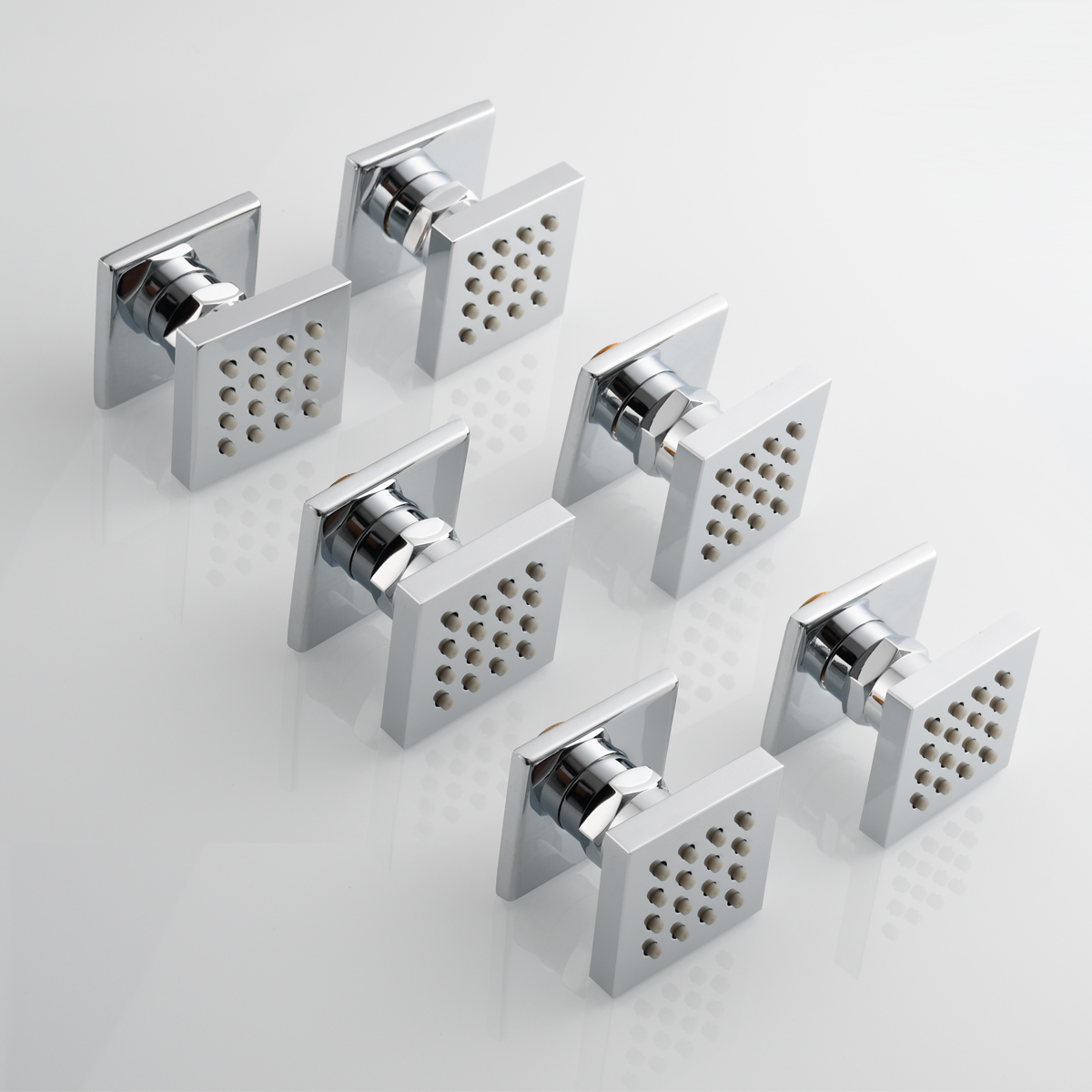 Tecmolog Solid Brass Shower jets Square Shower Body Sprays Massage With Brushed Nickel/Chrome/Black Finish Spa Jets Sets Water Saving Wall Mounted Adjustable Shower Head Bathroom Accessories For Shower Set