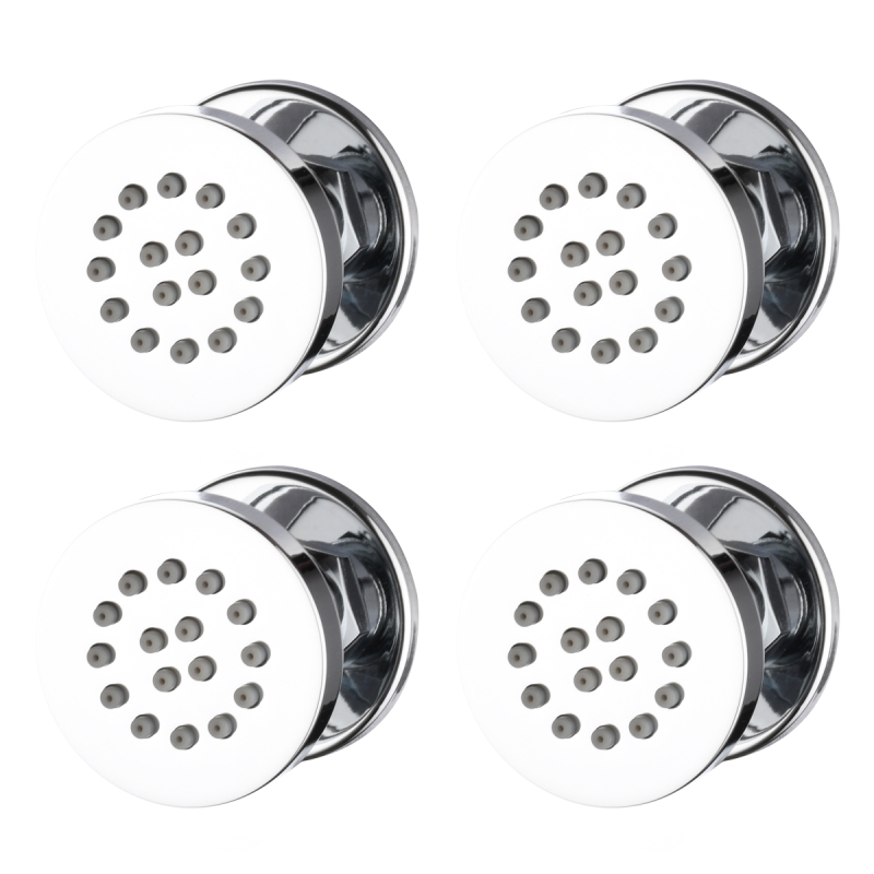 Tecmolog Solid Brass Shower Jet Round Shower Body Sprays Massage with Brushed Nickel/Chrome/Black Finish Spa Jets Sets Water Saving Wall Mounted Adjustable Shower Head Bathroom Accessories For Shower Set