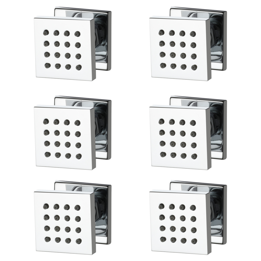 Tecmolog Solid Brass Shower jets Square Shower Body Sprays Massage With Brushed Nickel/Chrome/Black Finish Spa Jets Sets Water Saving Wall Mounted Adjustable Shower Head Bathroom Accessories For Shower Set