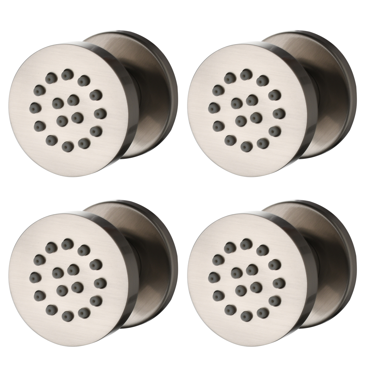 Tecmolog Solid Brass Shower Jet Round Shower Body Sprays Massage with Brushed Nickel/Chrome/Black Finish Spa Jets Sets Water Saving Wall Mounted Adjustable Shower Head Bathroom Accessories For Shower Set