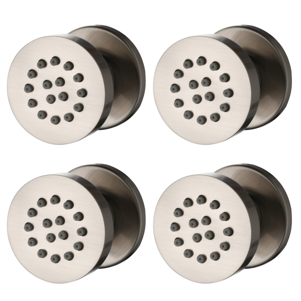 Tecmolog Solid Brass Shower Jet Round Shower Body Sprays Massage with Brushed Nickel/Chrome/Black Finish Spa Jets Sets Water Saving Wall Mounted Adjustable Shower Head Bathroom Accessories For Shower Set