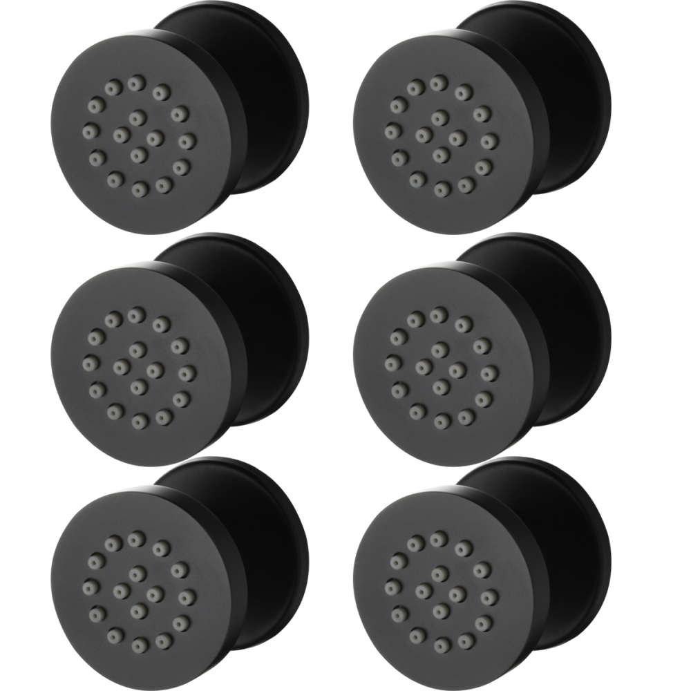 Tecmolog Solid Brass Shower Jet Round Shower Body Sprays Massage with Brushed Nickel/Chrome/Black Finish Spa Jets Sets Water Saving Wall Mounted Adjustable Shower Head Bathroom Accessories For Shower Set