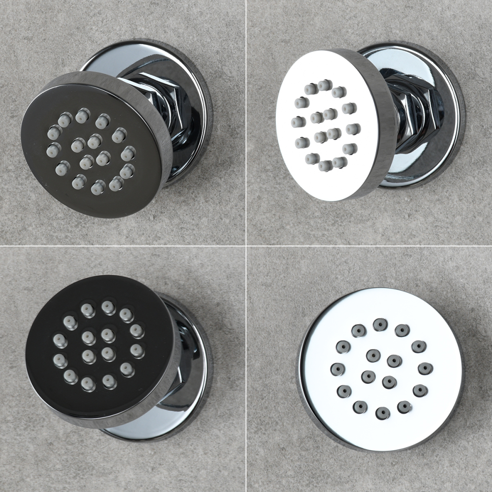 Tecmolog Solid Brass Shower Jet Round Shower Body Sprays Massage with Brushed Nickel/Chrome/Black Finish Spa Jets Sets Water Saving Wall Mounted Adjustable Shower Head Bathroom Accessories For Shower Set