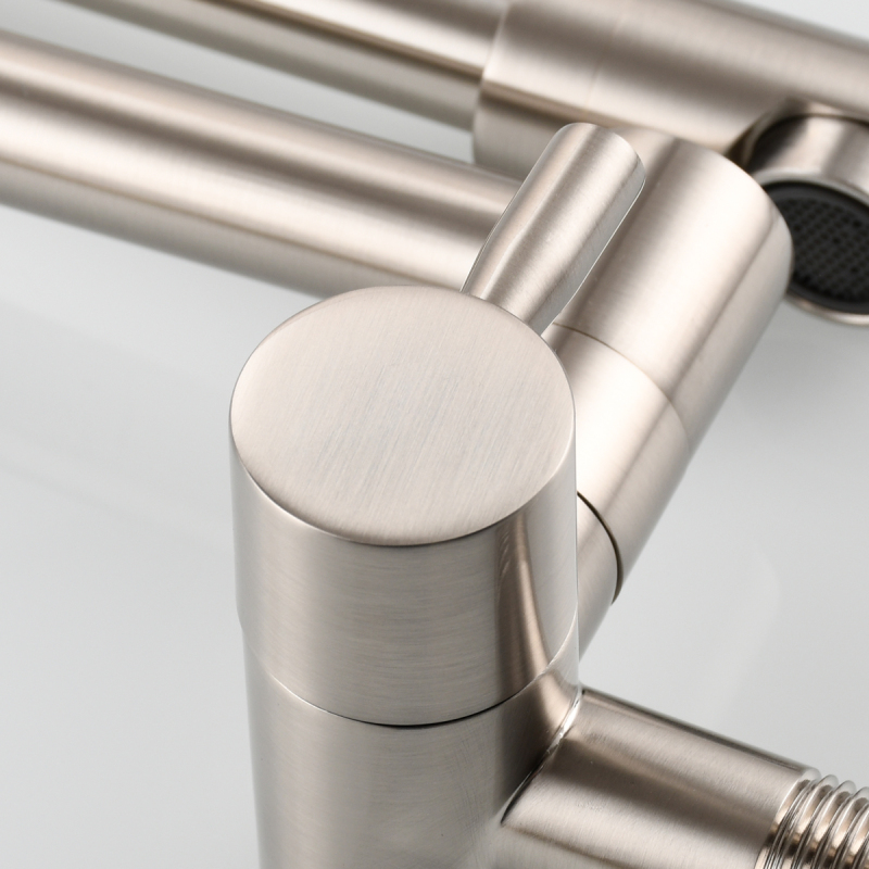 Tecmolog Kitchen Faucet Chrome Wall Mount Pot Filler Faucet Brass 360 Rotatable Folding Lengthened Folding single Handle Unique Cold Water Tap